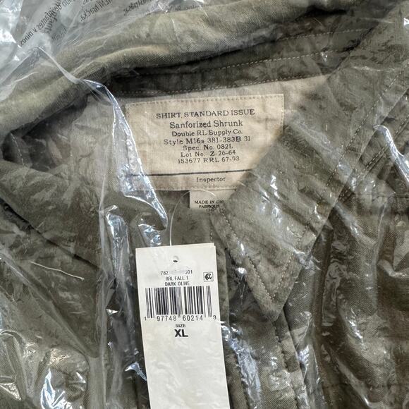 RRL Ralph Lauren Mountaineer Quilted Olive Drab Shirt Jacket XL NEW Sanforized - Picture 6 of 7